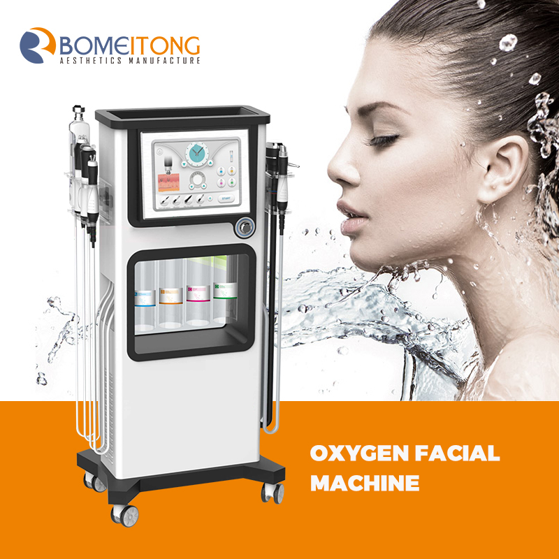 Facial water oxygen machine Skin Tightening whitening oxygen bubble RF meso-ultrasound multi-function skin care rejuvenation